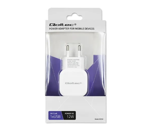 Qoltec 50193 USB 12W Biały
