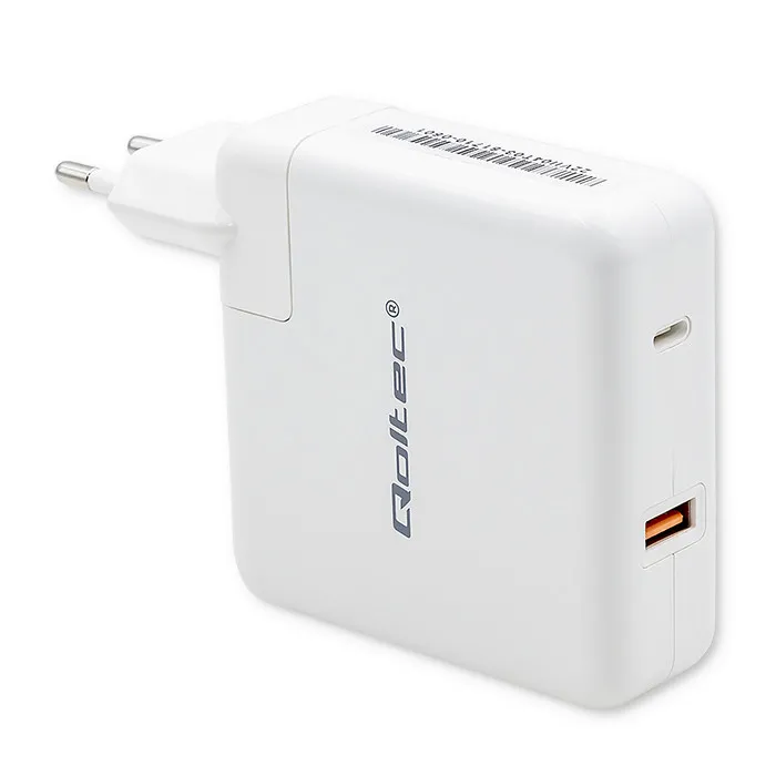 Ładowarka sieciowa Qoltec 51710 GaN FAST USB-A USB-C 108W Biały