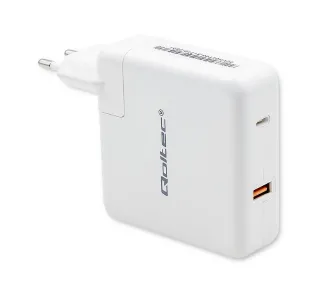Qoltec 51710 GaN FAST USB-A USB-C 108W Biały