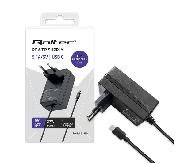 Qoltec 51830 Super FAST PD USB-C 27W Czarny