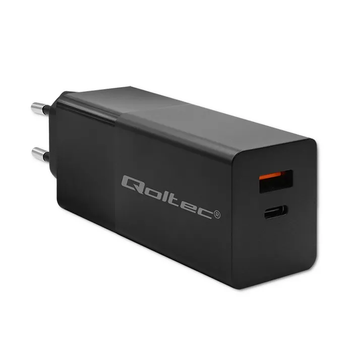 Ładowarka sieciowa Qoltec 52382 Power Pro GaN USB-A USB-C 100W Czarny