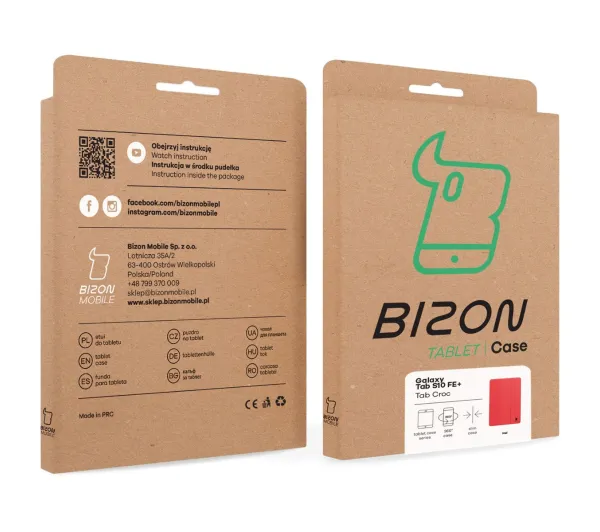 Bizon Case Tab Croc z klapką do Samsung Galaxy Tab S10 FE Plus Czerwony