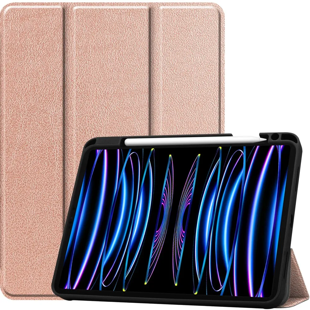 Etui na tablet Bizon Case Tab Lizard z klapką do iPad Pro 11 2022/2021/2020/2018 Różowozłoty