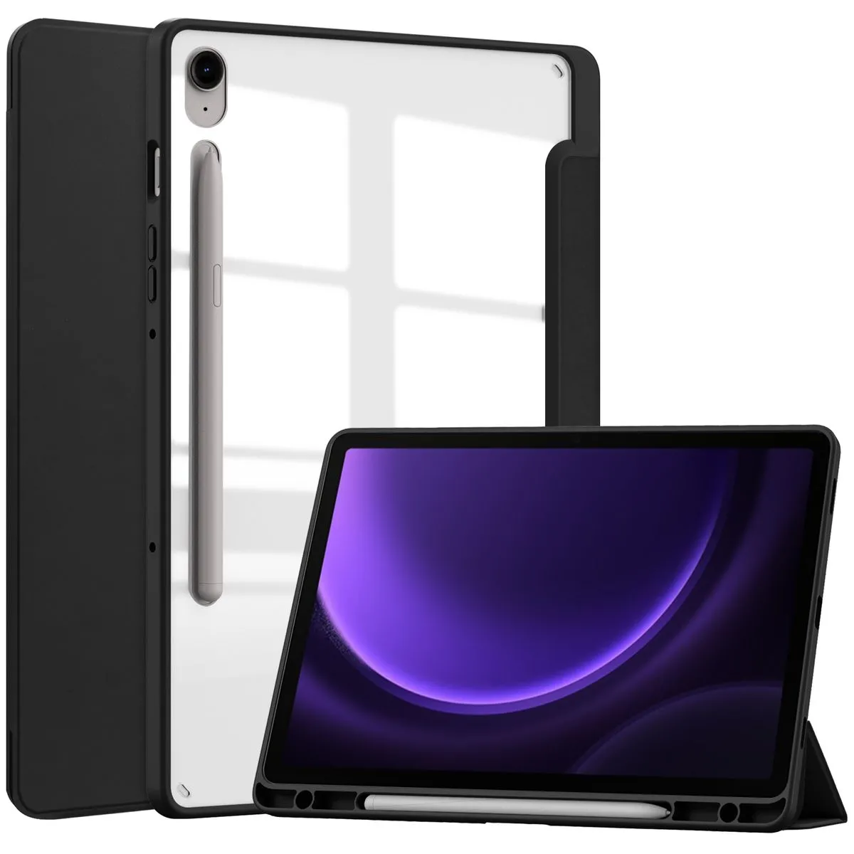 Etui na tablet Bizon Case Tab Clear Matt z klapką do Samsung Galaxy Tab S10 Lite / S10 FE / S9 / S9 FE Czarny