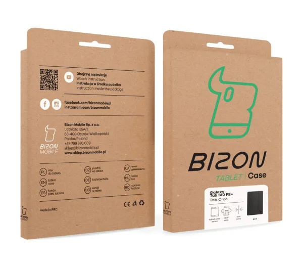 Bizon Case Tab Croc z klapką do Samsung Galaxy Tab S10 FE Plus Czarny