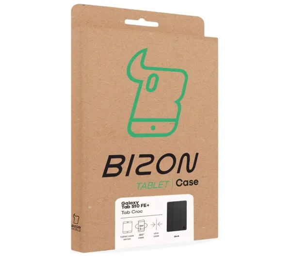 Bizon Case Tab Croc z klapką do Samsung Galaxy Tab S10 FE Plus Czarny