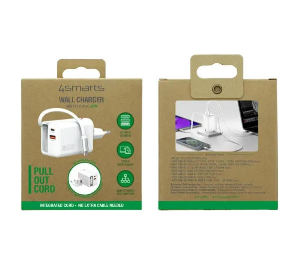 4smarts Flex Jojo GaN 2x USB-C USB-A 65W Biały