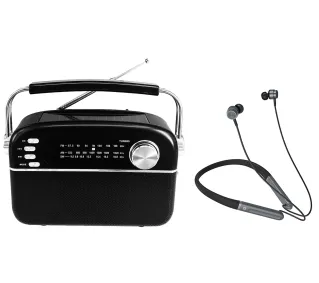 Manta RDI918B SOLAR 2 Radio FM Bluetooth Czarny + Słuchawki MNH02 - ⚡ EURO HIT CENOWY! ⚡