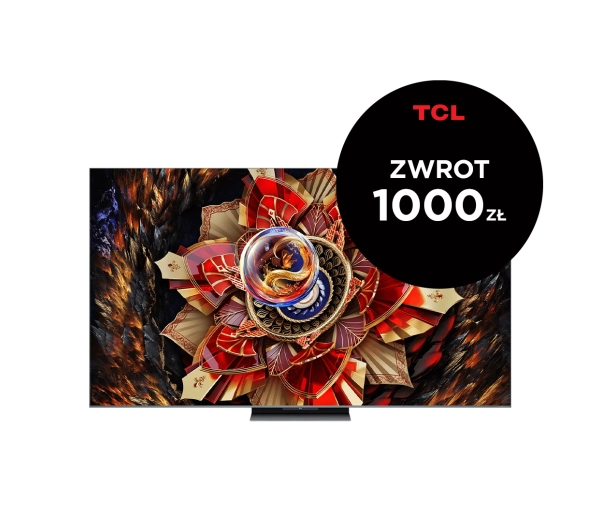 TCL 85C9K 85" QD-Mini LED 4K 144Hz Google TV Dolby Vision IQ Dolby Atmos HDMI 2.1 DVB-T2 + Soundbar TCL Q65H - Kup na Raty - RRSO 0%
