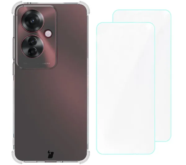 Bizon elastyczne etui + 2x folia Clear Pack do Oppo Reno11 F 5G