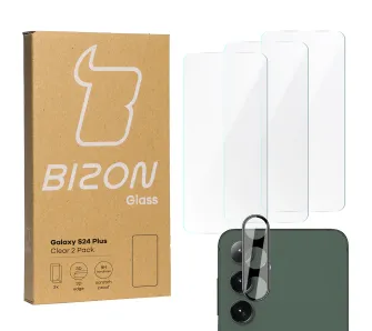 Zestaw ochronny Bizon 3x Szkło hartowane + szybka na aparat Clear 2 Pack do Samsung Galaxy S24 Plus
