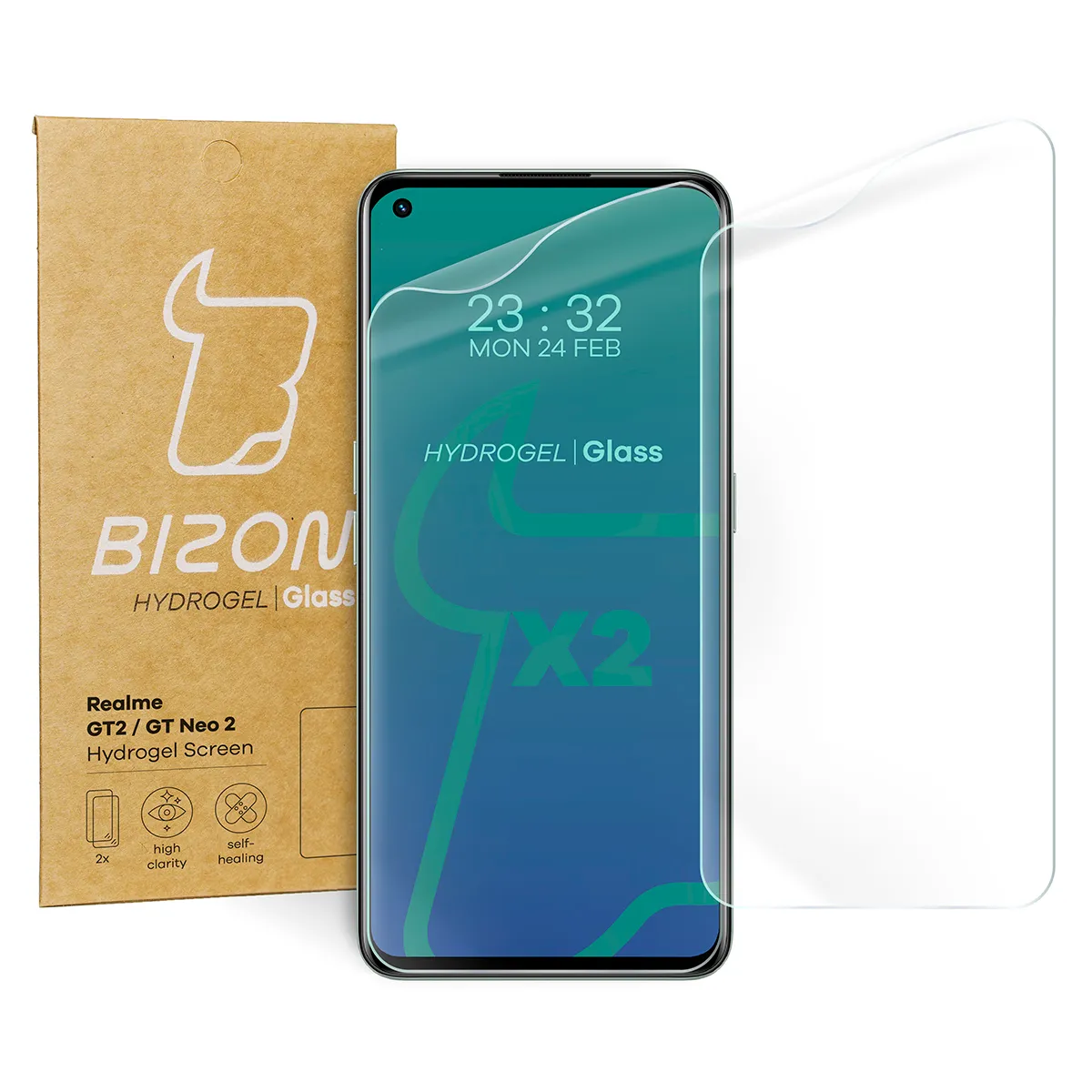Folia hydrożelowa Bizon na ekran Hydrogel Front Duo do Realme GT 2 / GT Neo 2 / GT Neo 3T 2 sztuki