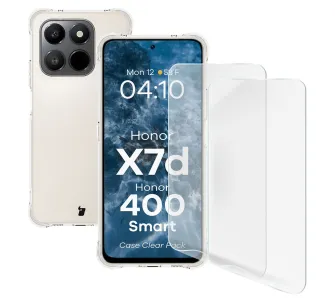 Etui Bizon elastyczne etui + folia ochronna Clear Pack do Honor X7d 4G/5G / 400 Smart 4G/5G