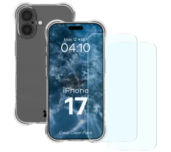 Etui Bizon elastyczne etui + 2x szkło hartowane Clear Pack do iPhone 17