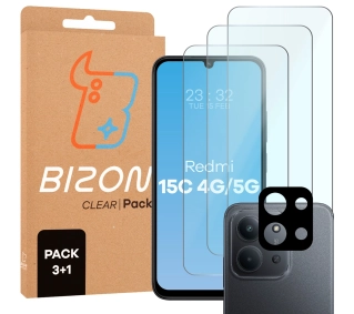 Bizon elastyczne etui Salpa + 2x szkło hartowane Clear Pack do Xiaomi Redmi 15C 4G / 5G