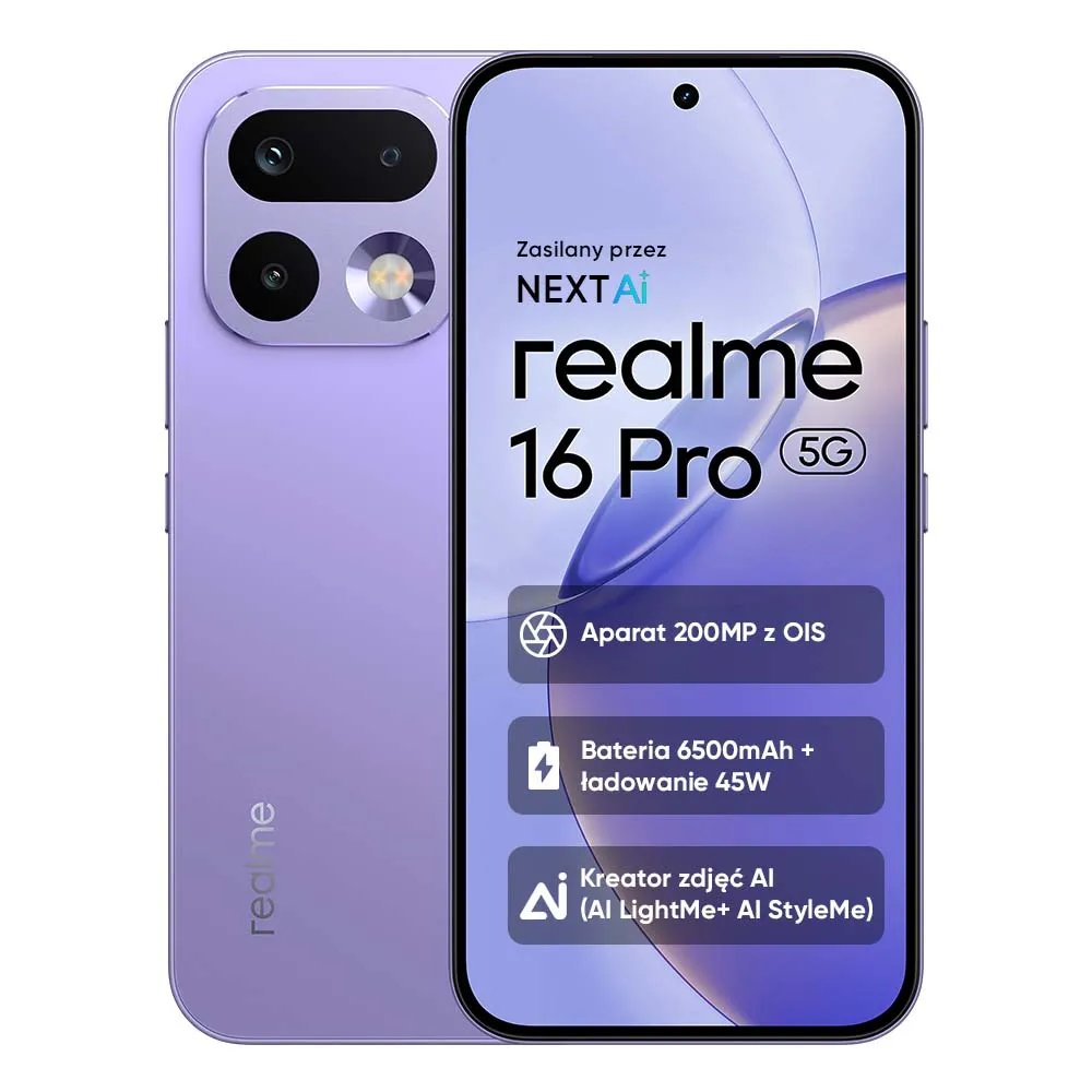 Smartfon realme 16 Pro 5G 8/256GB 6,78" 144Hz 200Mpix Fioletowy