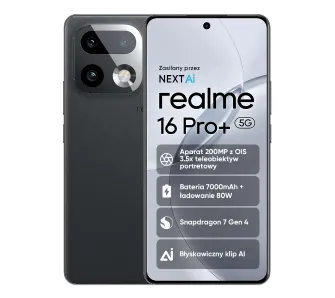 Smartfon realme 16 Pro+ 5G 8/256GB 6,8" 144Hz 200Mpix Szary