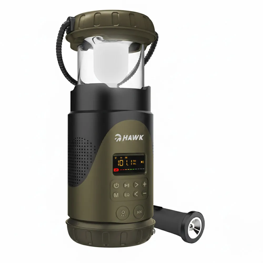 Radioodbiornik Hawk Expedition R30 Na korbkę, Solarne, Latarka, Radio FM Zielony