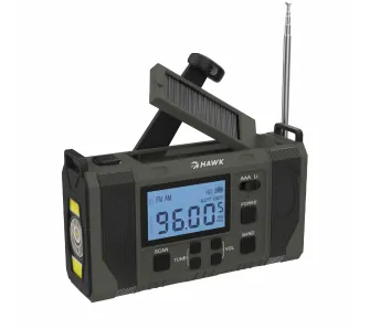 Radioodbiornik Hawk Expedition R20 Na korbkę, Solarne, Latarka, Radio FM Czarny