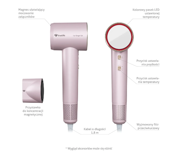 TrueLife HairDryer D6 Jonizacja Zimny nawiew 1600W 2 prędkości 3 temperatury - Kup na Raty - RRSO 0%