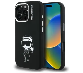 Etui Karl Lagerfeld Silicone Karl Sketch MagSafe do iPhone 16 Pro Max Czarny