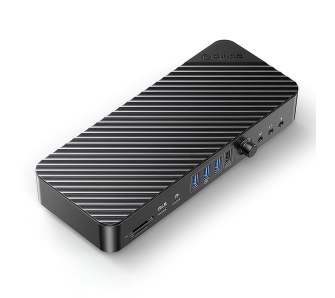 Stacja dokująca Orico DKA20-V1-EU-BK-EP USB-C 10 Gbps, 2x DP 4K, HDMI 4K, PD 60W, 6x USB-A, karty SD, audio Czarny