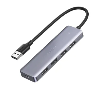 Hub USB UGREEN CM219 5w1 USB do 4x USB 3.0 USB-C Szary