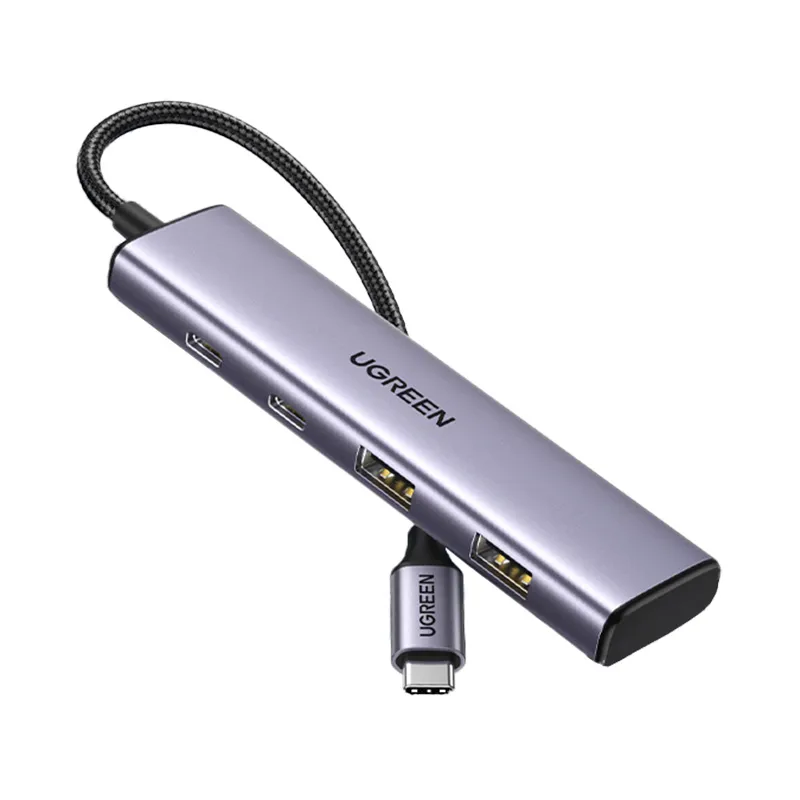 Hub USB UGREEN CM473 USB-C Do 2X USB-A 2X USB-C Szary