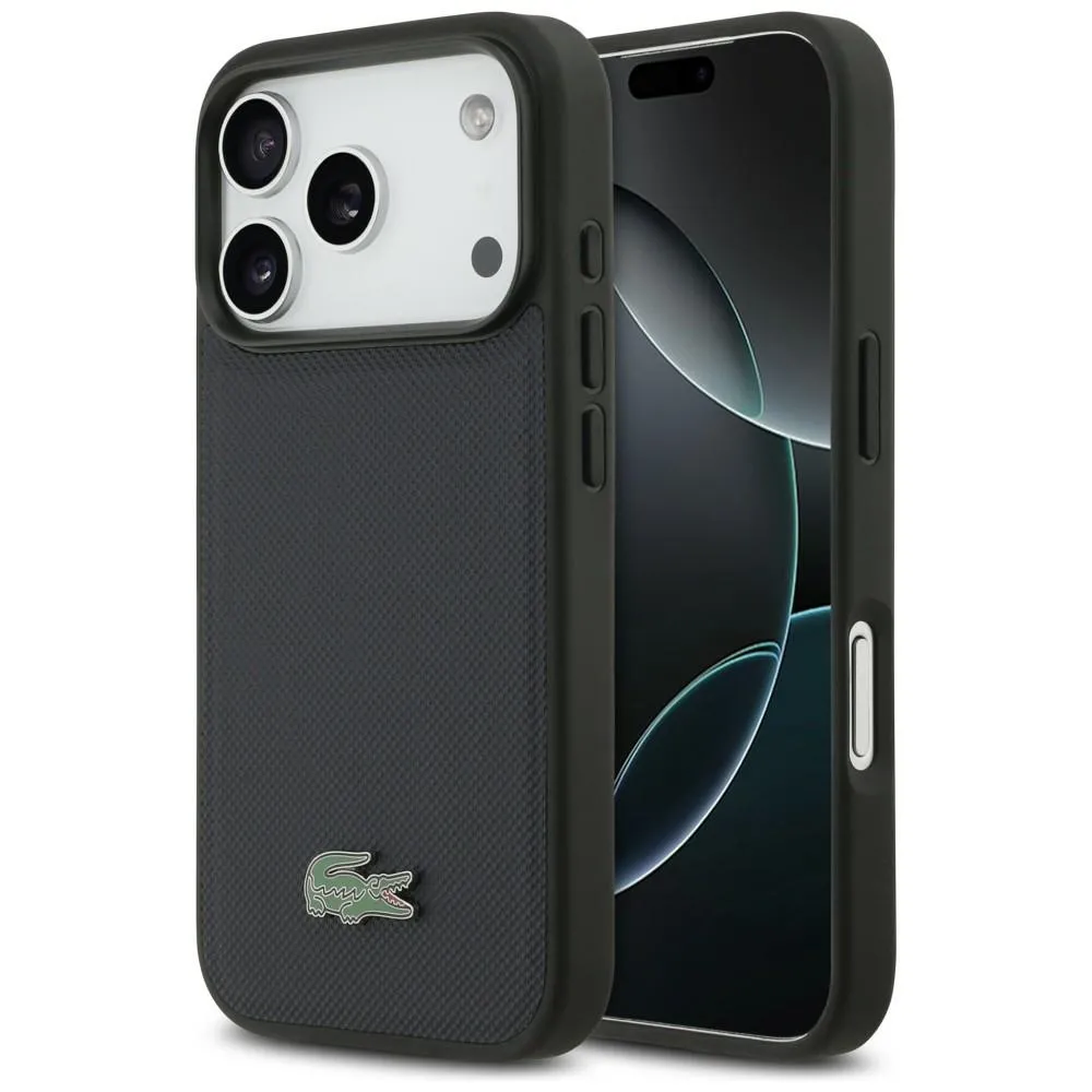 Etui Lacoste Petit Pique Lacquer Logo MagSafe do iPhone 17 Pro Granatowy