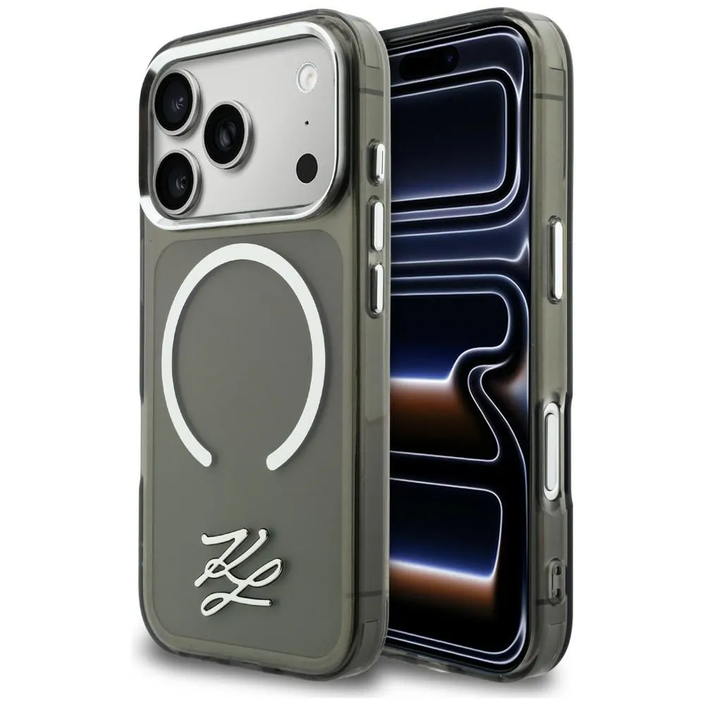Etui Karl Lagerfeld IML KL Script Logo MagSafe do iPhone 17 Pro Czarny