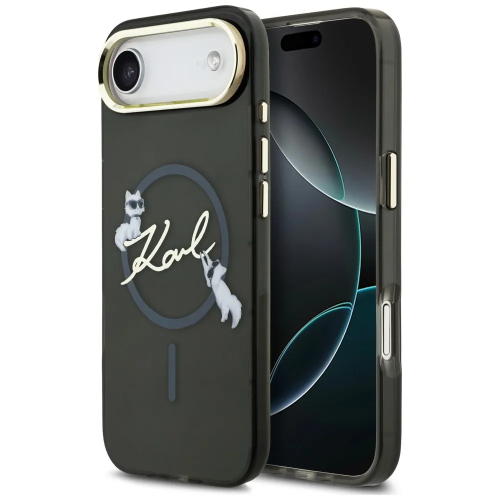 Etui Karl Lagerfeld IML Choupettes Karl Script Logo MagSafe do iPhone Air Czarny