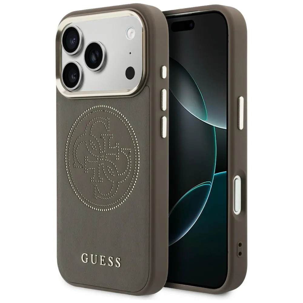 Etui Guess Perforated 4G MagSafe do iPhone 17 Pro Max Brązowy
