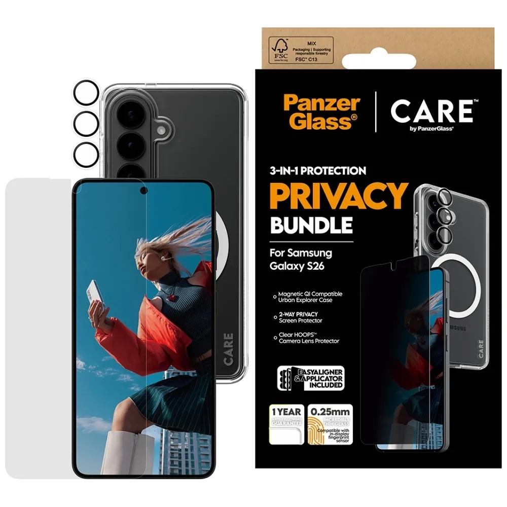 Zestaw ochronny PanzerGlass Privacy 3w1 Etui+Szkło+Lens do Galaxy S26