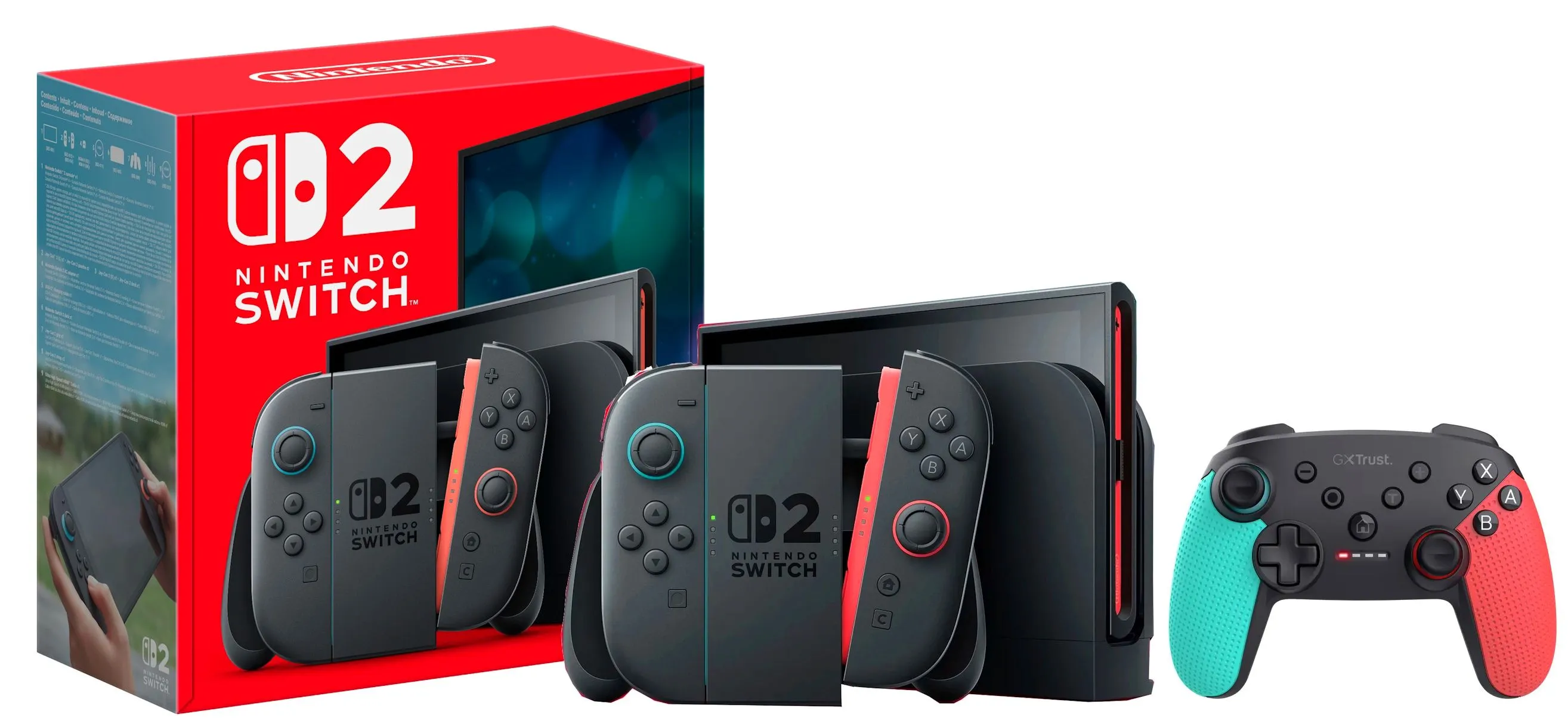 Konsola Nintendo Switch 2 Joy-Con Czarny + Pad Trust GXT 1246B MUTA