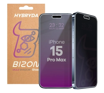 Szkło hybrydowe Bizon prywatyzujące Glass Mule Shadow do iPhone 15 Pro Max
