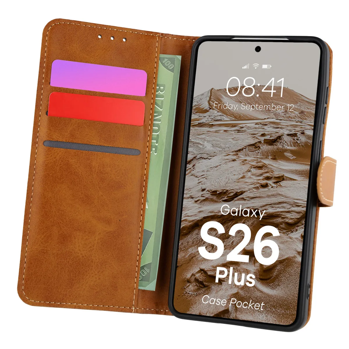 Etui Bizon Pocket do Galaxy S26 Plus Brązowy