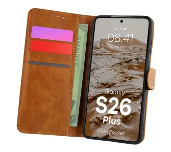 Etui Bizon Pocket do Galaxy S26 Plus Brązowy