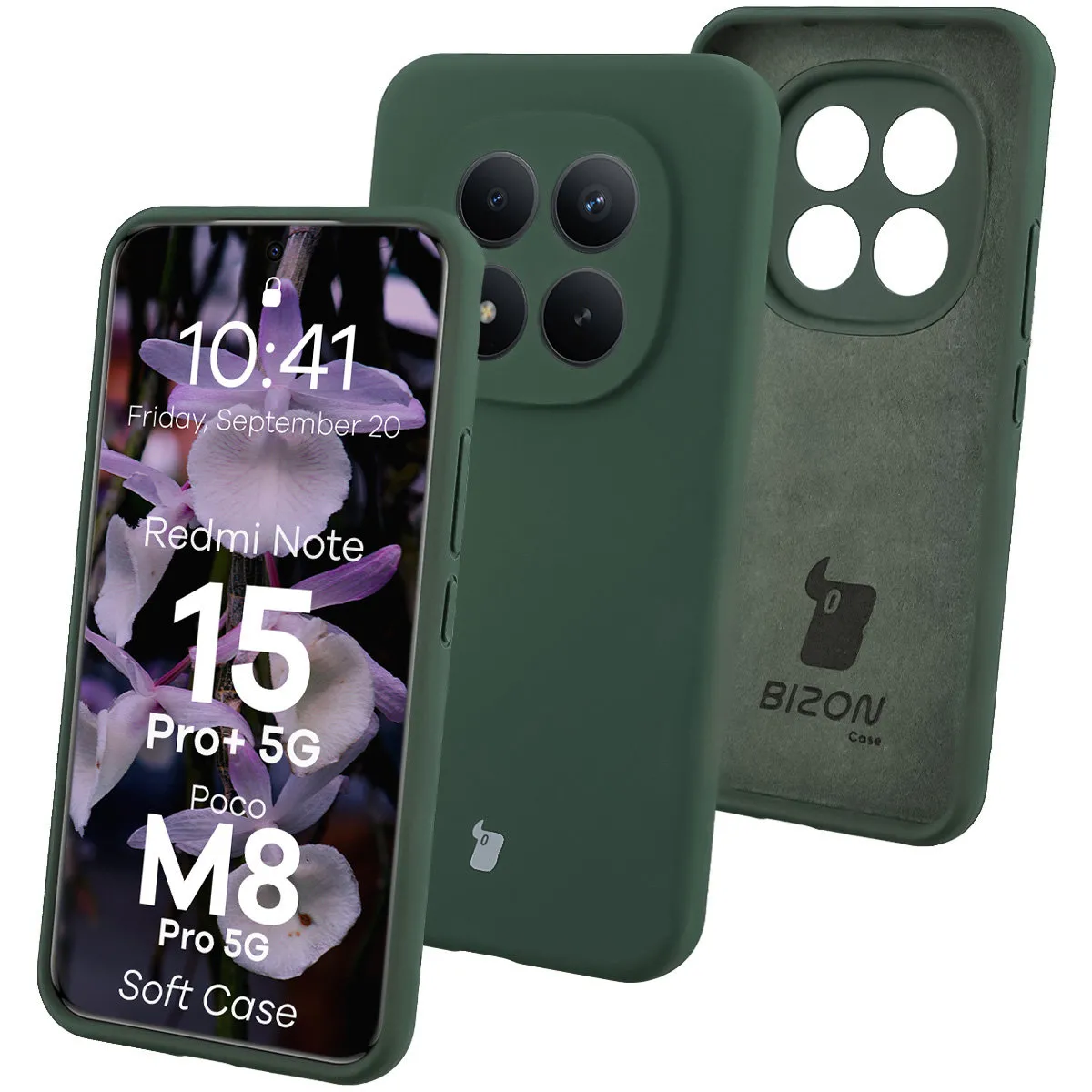 Etui Bizon Soft do Xiaomi Redmi Note 15 Pro Plus 5G / POCO M8 Pro 5G Ciemnozielony