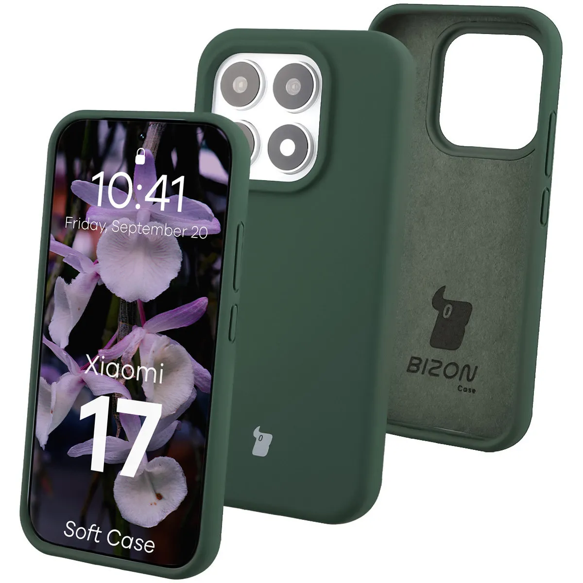Etui Bizon Soft do Xiaomi 17 Ciemnozielony
