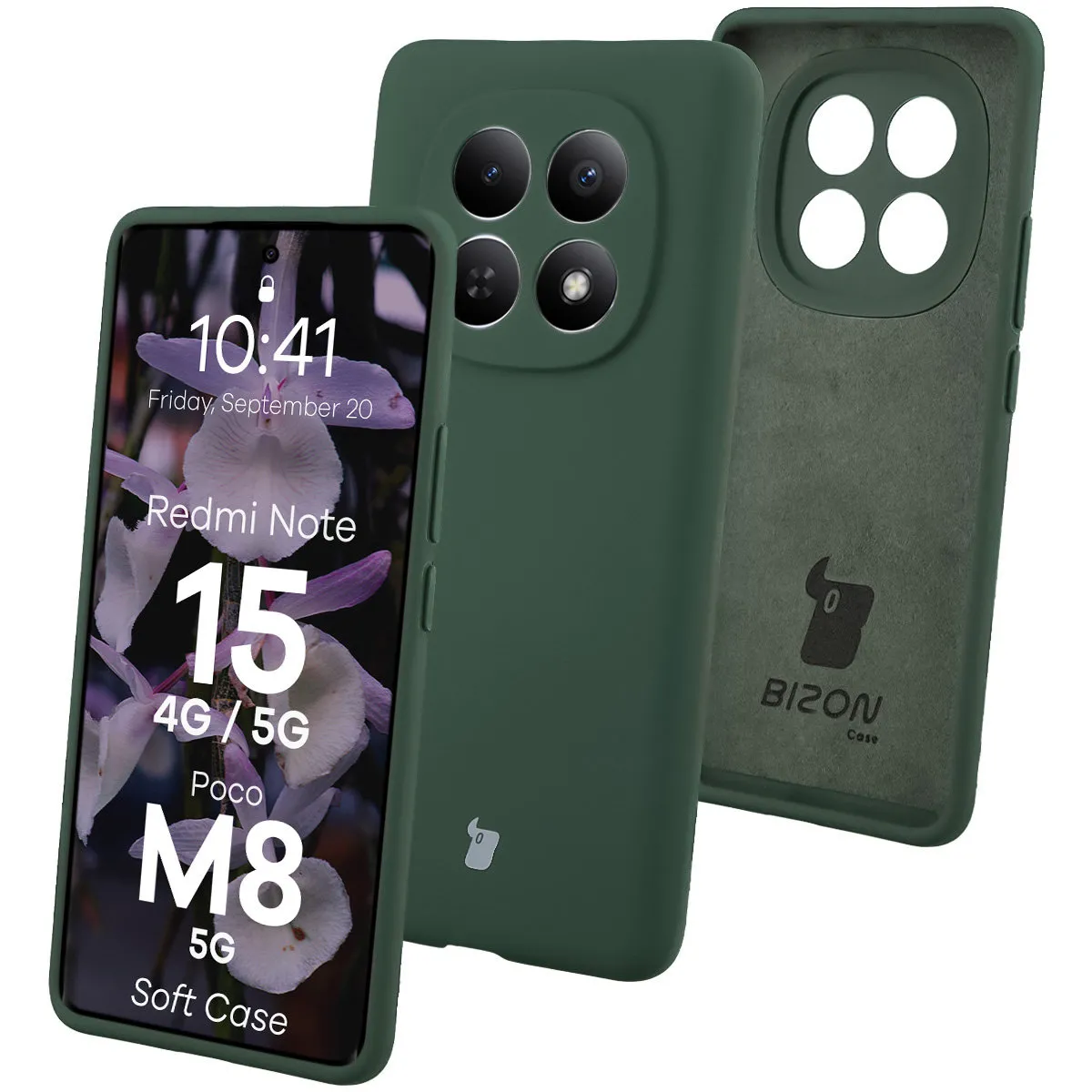 Etui Bizon Soft do Xiaomi Redmi Note 15 / POCO M8 5G Ciemnozielony