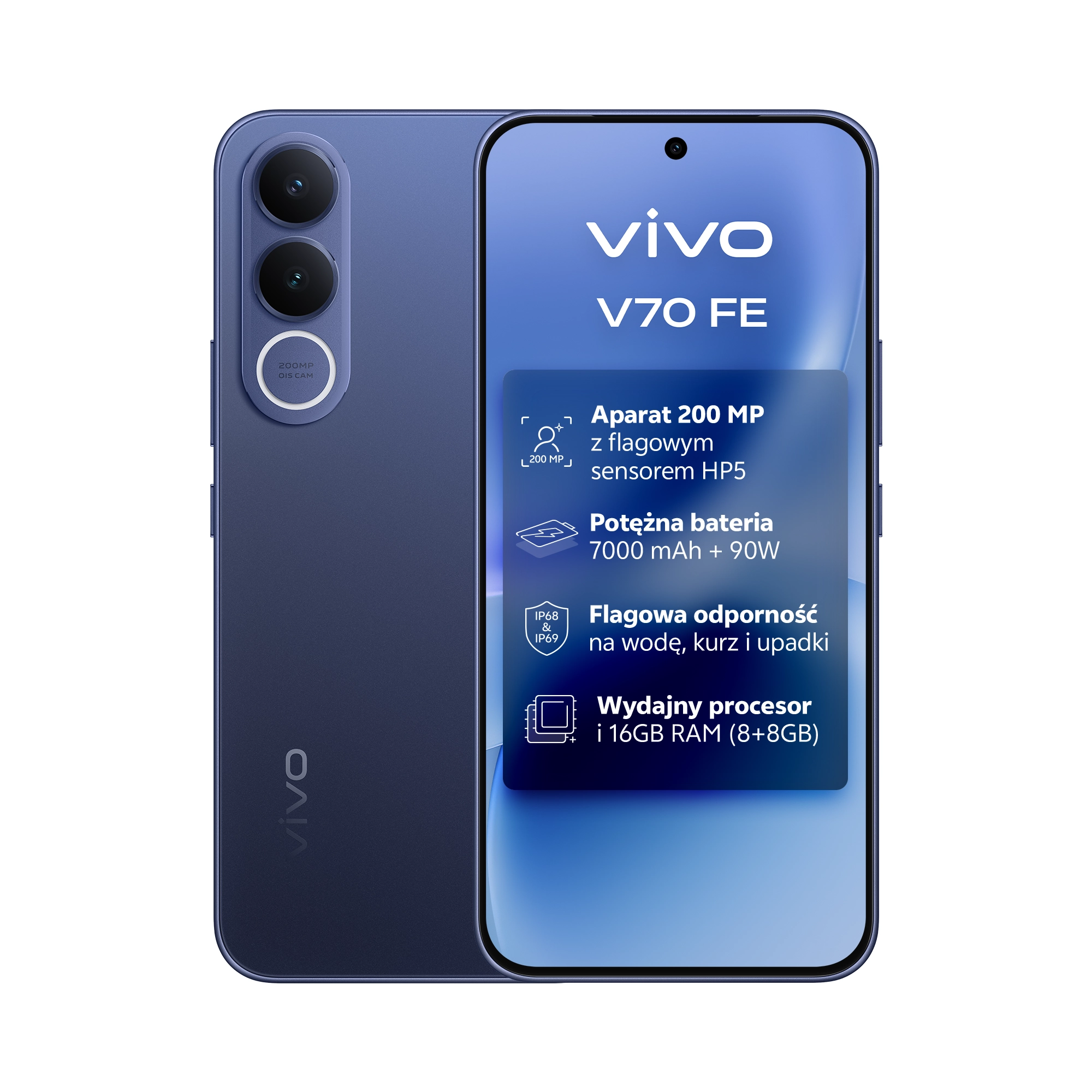 Smartfon vivo V70 FE 5GB 8/256GB 6,83" 120Hz 200Mpix Granatowy