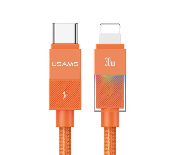USAMS U93 USB-C do Lightning 30W 1,2m Pomarańczowy