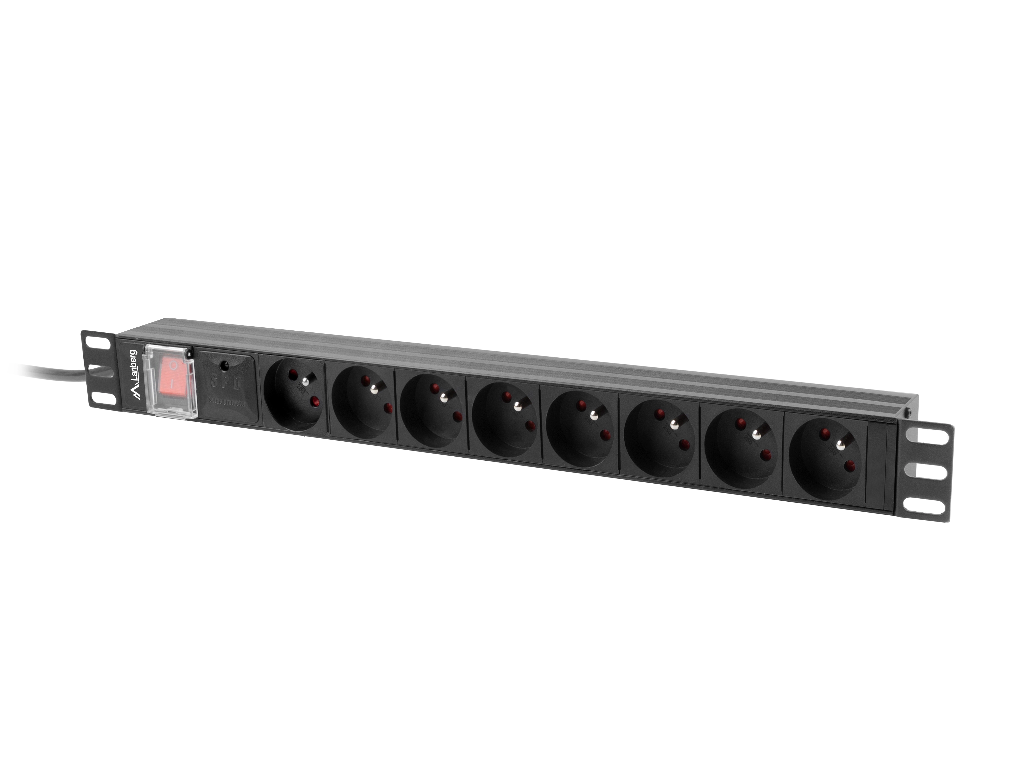 Listwa zasilająca Lanberg RACK PDU 19" 1U 16A 8x 230V PL Czarny 2m