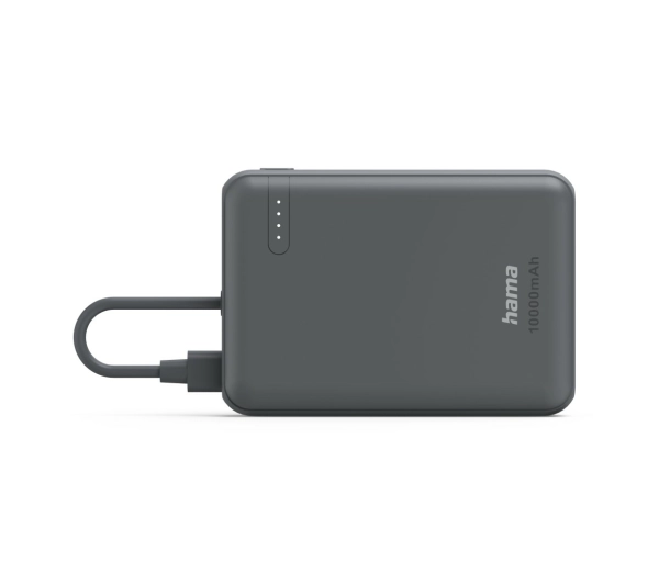 Powerbank Hama HAMA POWER PACK TRAVEL Z WBUDWANYM KABLEM 10000 mAh 2x USB-C, SZARY