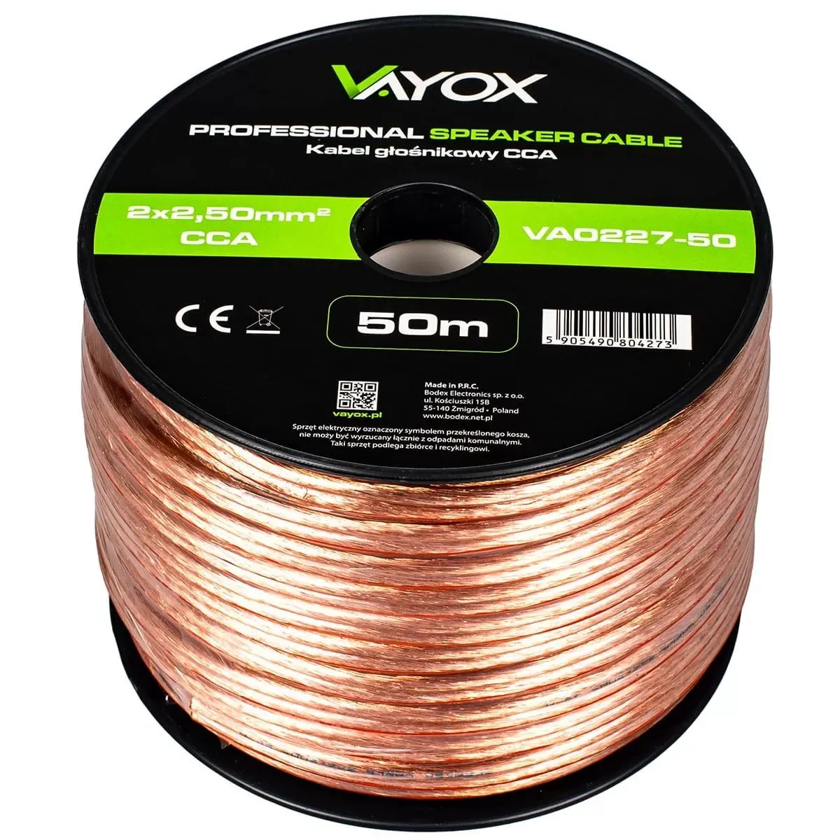 Kabel głośnikowy Vayox VA0227-50 2x2,50mm 50m