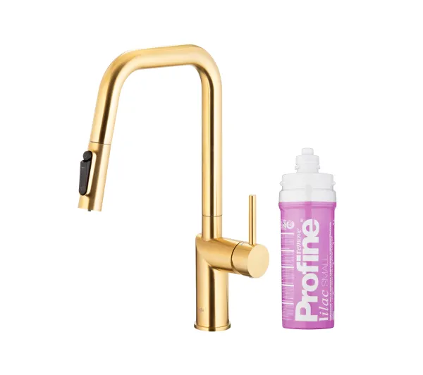 Baterie kuchenne - KFA Armatura Duero Pure Style Pull-Out 6623-315-39 Jasne złoto Stal szlachetna