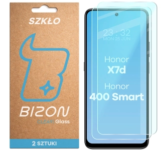 Szkło hartowane Bizon na ekran Glass Clear Duo do Honor X7d 4G/5G / 400 Smart 4G/5G 2 sztuki