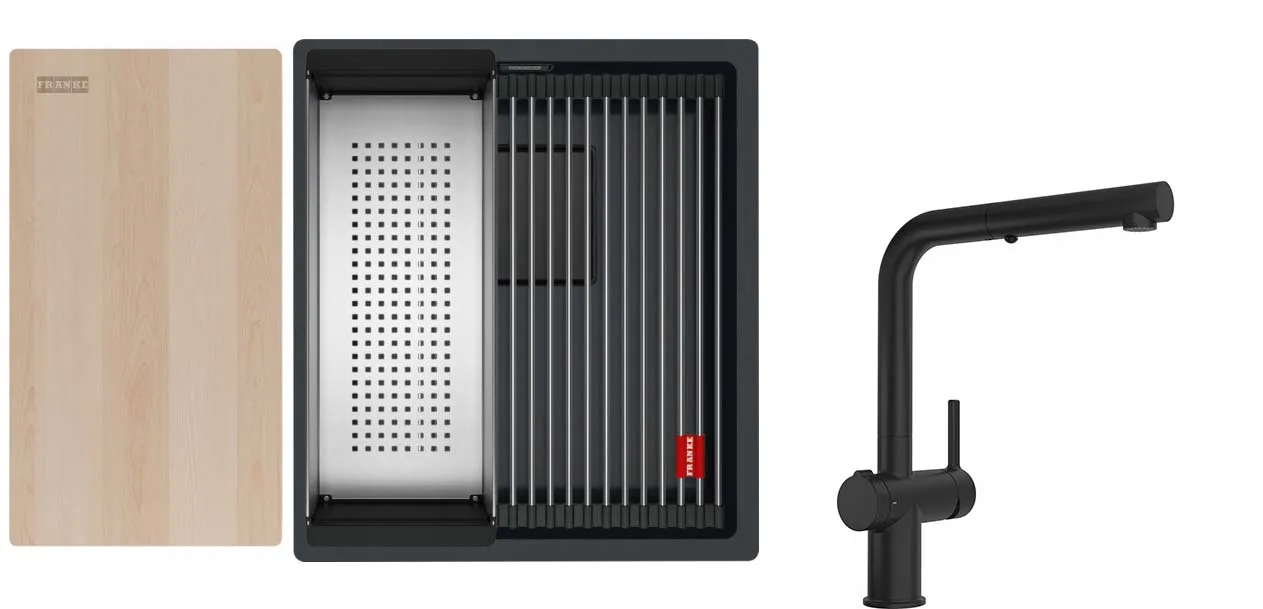 Zlewozmywak Franke Kanon KNG PRO 110-52 Czarny mat + Active L Twist Czarny mat