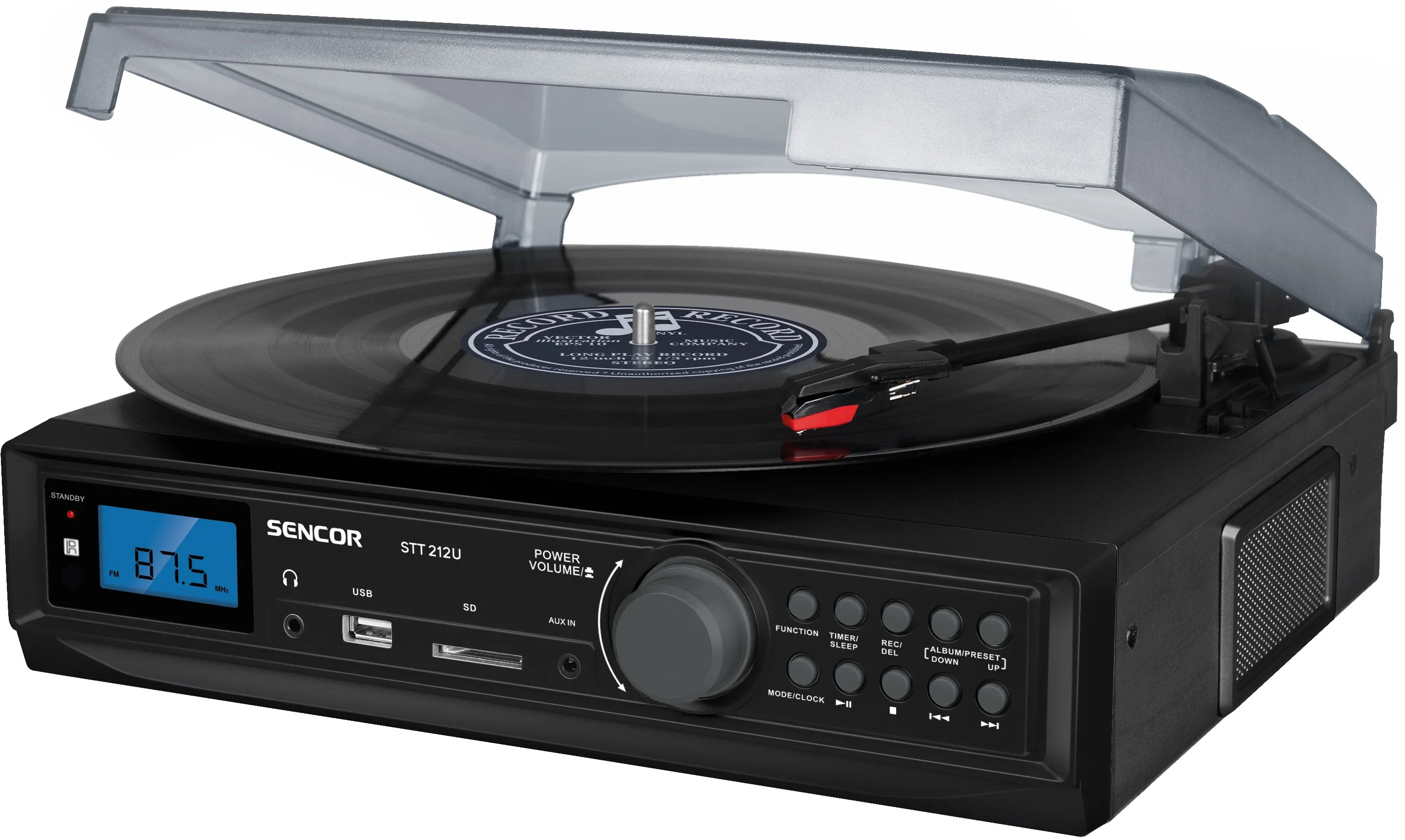 Gramofon Sencor STT 212U Automatyczny Napęd paskowy Bluetooth Czarny