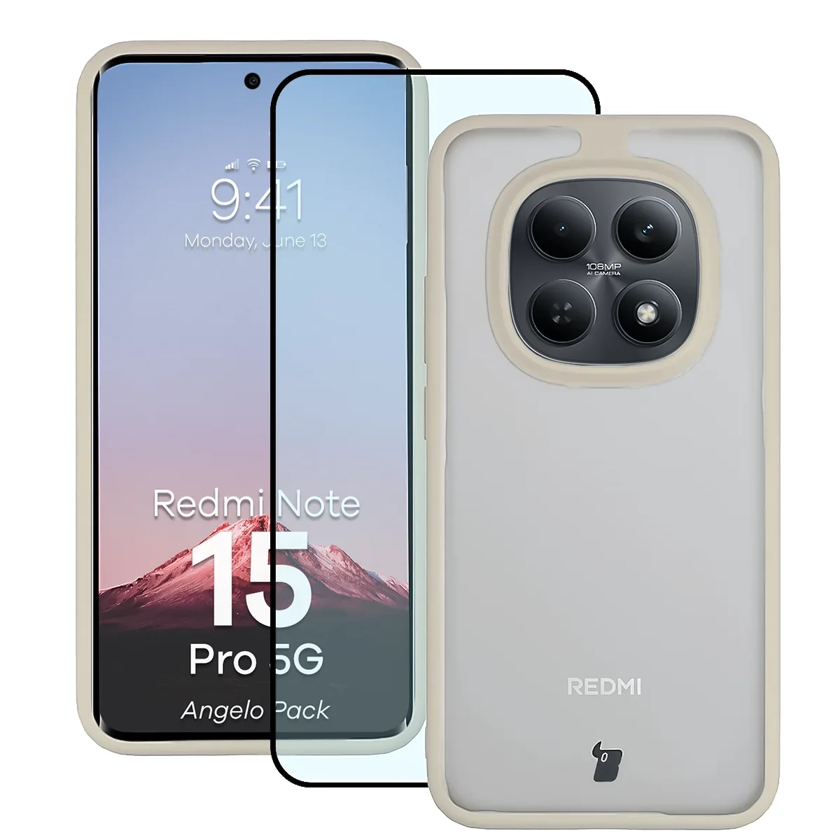 Szkło hartowane Bizon Angelo Pack do Xiaomi Redmi Note 15 Pro 5G Beżowy